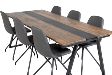 Jakarta Matgrupp 200 cm Rektangulär med 6 Polar stolar - Svart - Möbler - Bord & matgrupp - Matgrupp