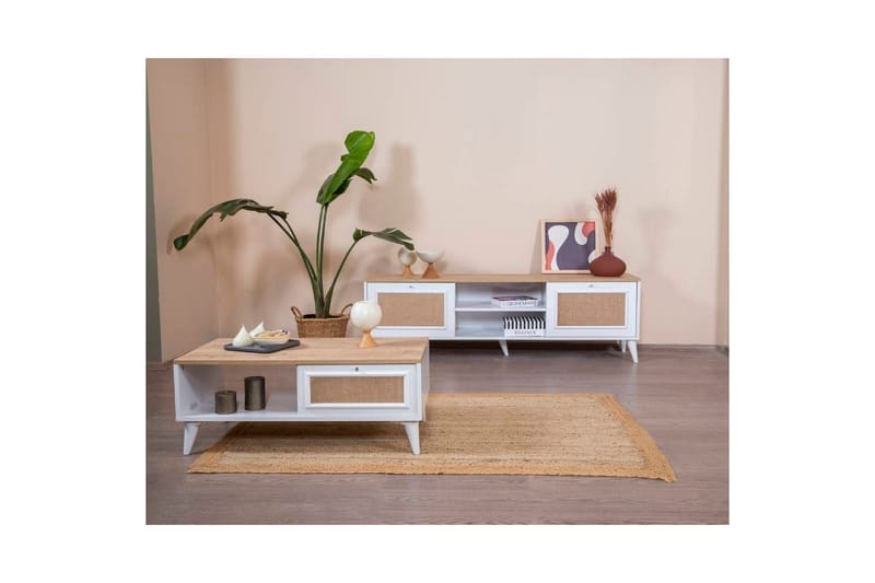 Jatinder Soffbord 55 cm - Mediumfärgat trä/Vit - Möbler - Bord & matgrupp - Soffbord