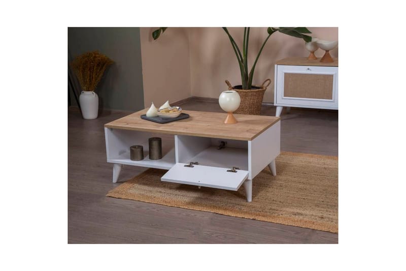 Jatinder Soffbord 55 cm - Mediumfärgat trä/Vit - Möbler - Bord & matgrupp - Soffbord
