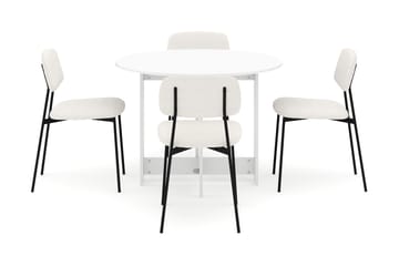 Jeba Matbord 100 cm med 4 st Lowe Matstolar - Vit - Möbler - Bord & matgrupp - Matgrupp