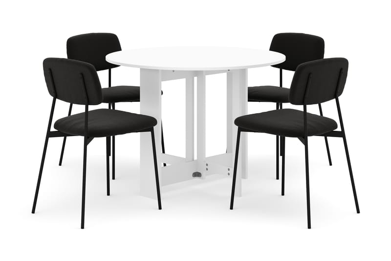 Jeba Matbord 100 cm med 4 st Lowe Matstolar - Vit - Möbler - Bord & matgrupp - Matgrupp
