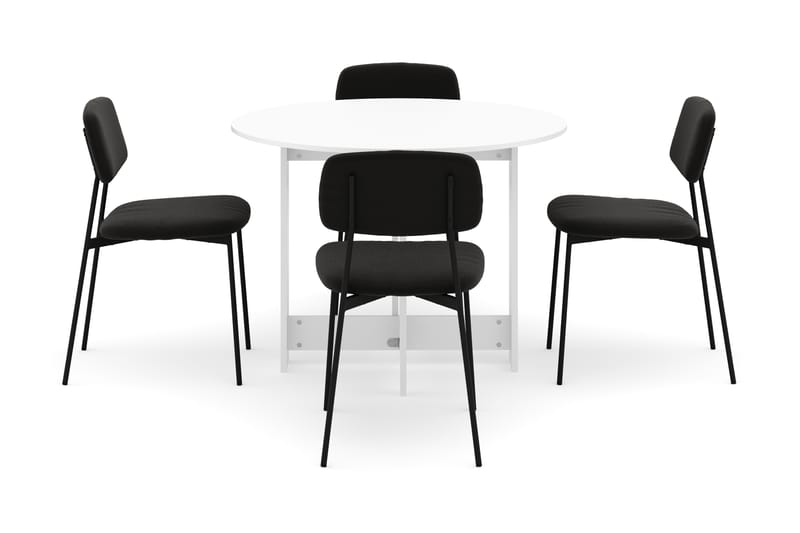 Jeba Matbord 100 cm med 4 st Lowe Matstolar - Vit - Möbler - Bord & matgrupp - Matgrupp