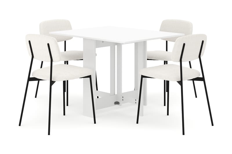Jeba Matbord 80 cm med 4 st Lowe Matstolar - Vit - Möbler - Bord & matgrupp - Matgrupp