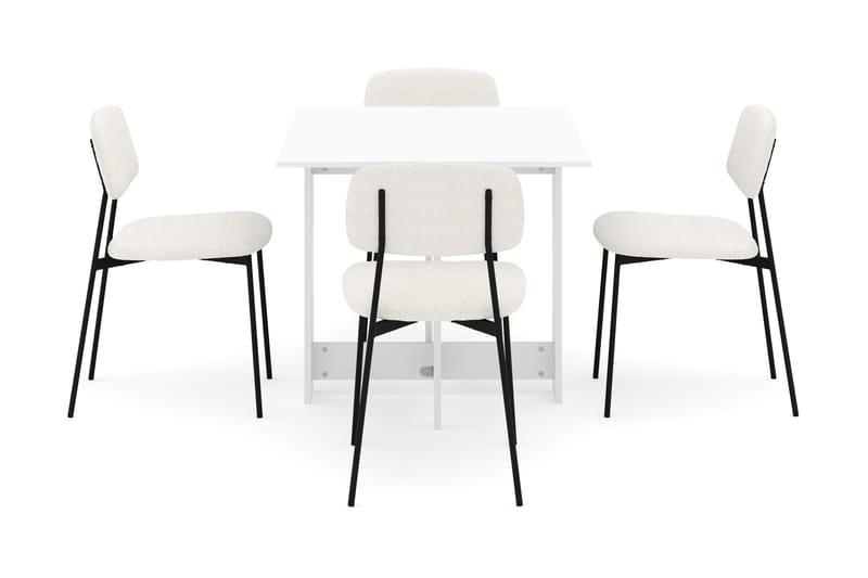 Jeba Matbord 80 cm med 4 st Lowe Matstolar - Vit - Möbler - Bord & matgrupp - Matgrupp