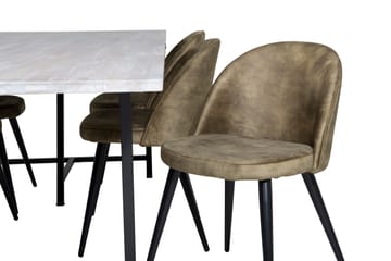 Jepara Matgrupp 250 cm Rektangulär med 6 Velvet stolar - Svart - Möbler - Bord & matgrupp - Matgrupp