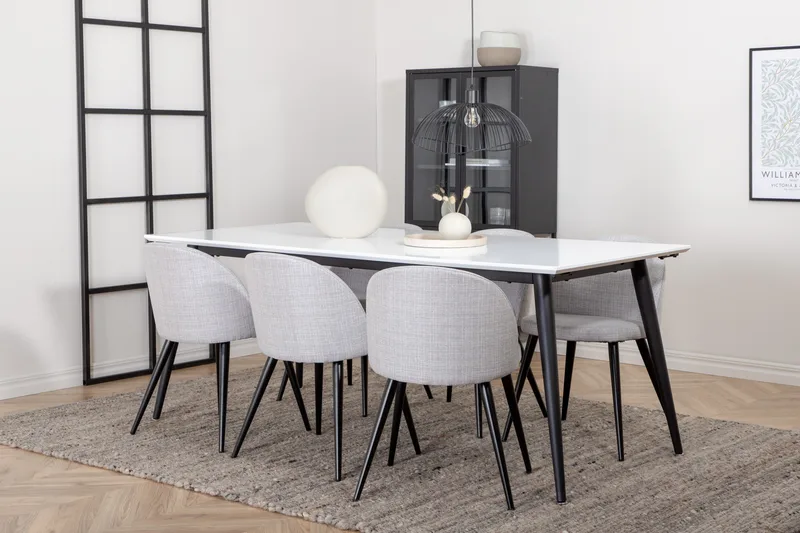 Jimms Matgrupp 195 cm Rektangulär med 6 Sedavi Stolar - Svart - Möbler - Bord & matgrupp - Matgrupp