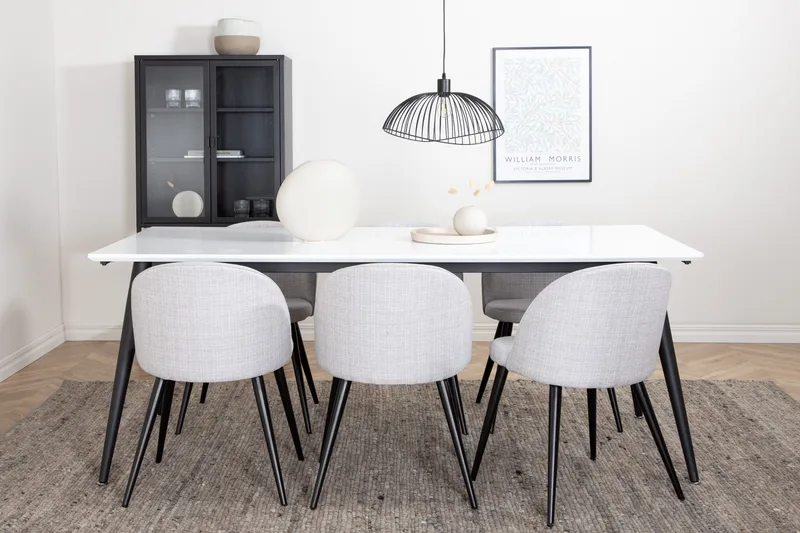 Jimms Matgrupp 195 cm Rektangulär med 6 Sedavi Stolar, Svart