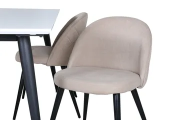 Jimmy Matgrupp 150 cm Rektangulär med 4 Velvet stolar - Beige - Möbler - Bord & matgrupp - Matgrupp