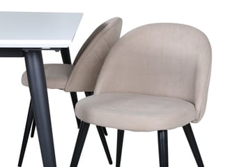 Jimmy Matgrupp 150 cm Rektangulär med 4 Velvet stolar - Beige - Möbler - Bord & matgrupp - Matgrupp