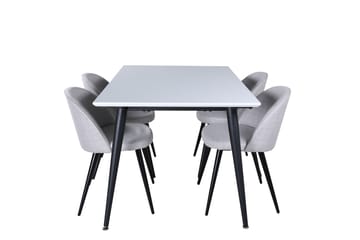 Jimmy Matgrupp 150 cm Rektangulär med 4 Velvet Stolar - Svart - Möbler - Bord & matgrupp - Matgrupp