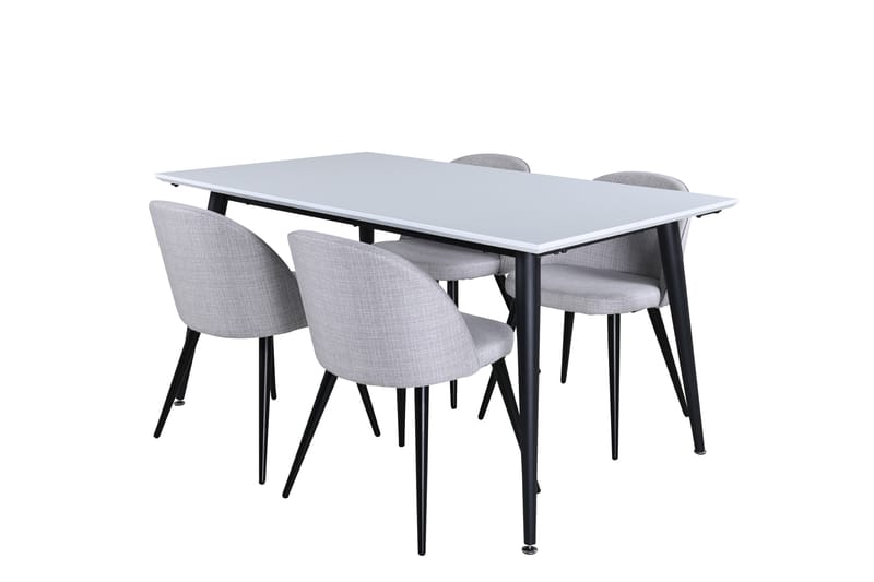 Jimmy Matgrupp 150 cm Rektangulär med 4 Velvet Stolar - Svart - Möbler - Bord & matgrupp - Matgrupp