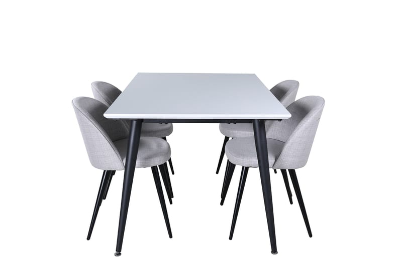 Jimmy Matgrupp 150 cm Rektangulär med 4 Velvet Stolar, Svart