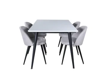 Jimmy Matgrupp 150 cm Rektangulär med 4 Velvet Stolar - Svart - Möbler - Bord & matgrupp - Matgrupp