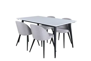 Jimmy Matgrupp 150 cm Rektangulär med 4 Velvet Stolar - Svart - Möbler - Bord & matgrupp - Matgrupp