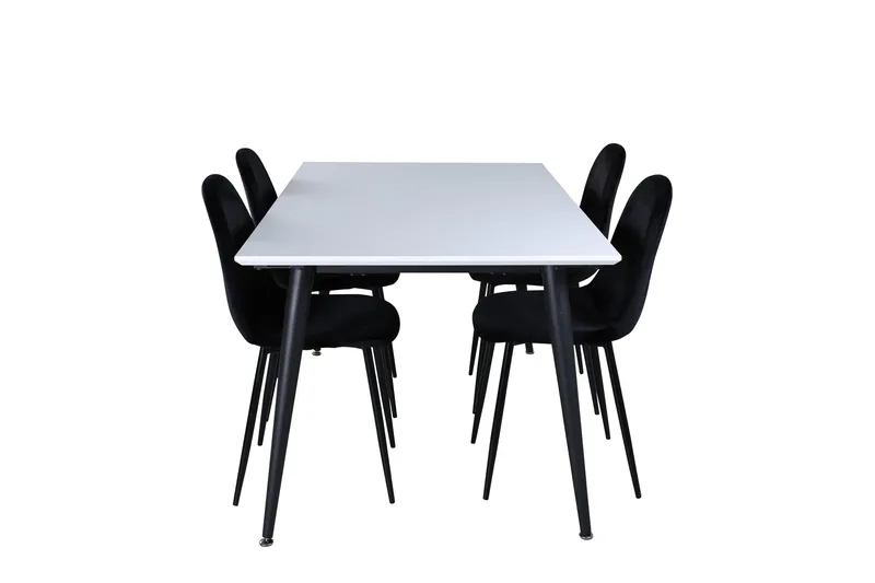 Jimmy Matgrupp 150 cm Rektangulär med 4 Polar stolar, Svart