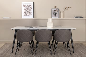 Jimmy Matgrupp 195 cm Rektangulär med 6 Velvet stolar - Svart - Möbler - Bord & matgrupp - Matgrupp