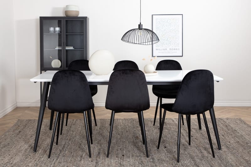 Jimmy Matgrupp 195 cm Rektangulär med 6 Polar stolar, Svart