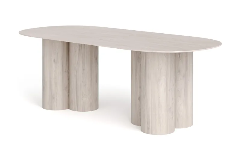 Juno Matbord Oval 220x100 cm Fanér - Vitlaserad - Möbler - Bord & matgrupp - Matbord & köksbord