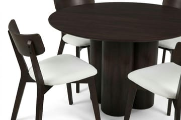 Juno Matgrupp 110 cm runt i Rökt Ek med 4 Amelia Matstolar med Dyna - Rökt Ek/Beige - Möbler - Bord & matgrupp - Matgrupp