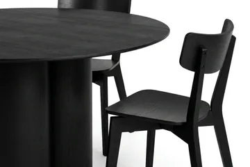 Juno Matgrupp 130 cm runt i Svart med 6 Amelia Matstolar - Svart - Möbler - Bord & matgrupp - Matgrupp