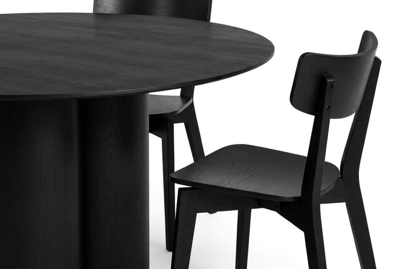 Juno Matgrupp 130 cm runt i Svart med 6 Amelia Matstolar - Svart - Möbler - Bord & matgrupp - Matgrupp