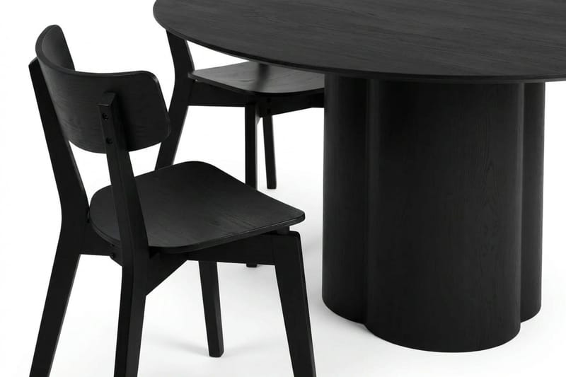 Juno Matgrupp 150 cm runt i Svart med 6 Amelia Matstolar - Svart - Möbler - Bord & matgrupp - Matgrupp