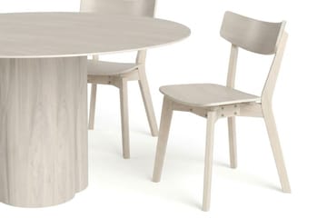 Juno Matgrupp 150 cm runt Vitlaserad med 6 Amelia Matstolar - Vitlaserad - Möbler - Bord & matgrupp - Matgrupp