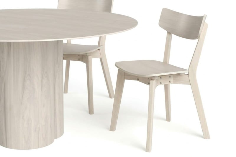 Juno Matgrupp 150 cm runt Vitlaserad med 6 Amelia Matstolar - Vitlaserad - Möbler - Bord & matgrupp - Matgrupp