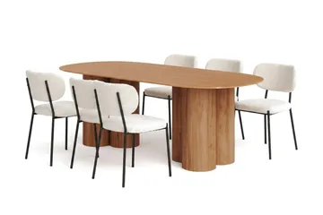 Juno Matgrupp rektangulärt 220 cm Ek med 6 Gemmiano Matstolar - Ek - Möbler - Bord & matgrupp - Matgrupp