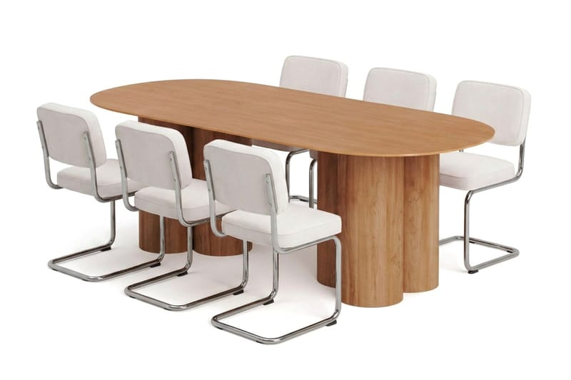 Juno Matgrupp rektangulärt 220 cm Ek med 6 Milva Matstolar - Ek - Möbler - Bord & matgrupp - Matgrupp