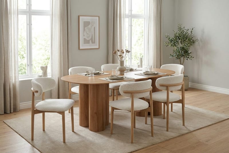 Juno Matgrupp rektangulärt 220 cm Ek med 6 Molly Matstolar - Ek - Möbler - Bord & matgrupp - Matgrupp
