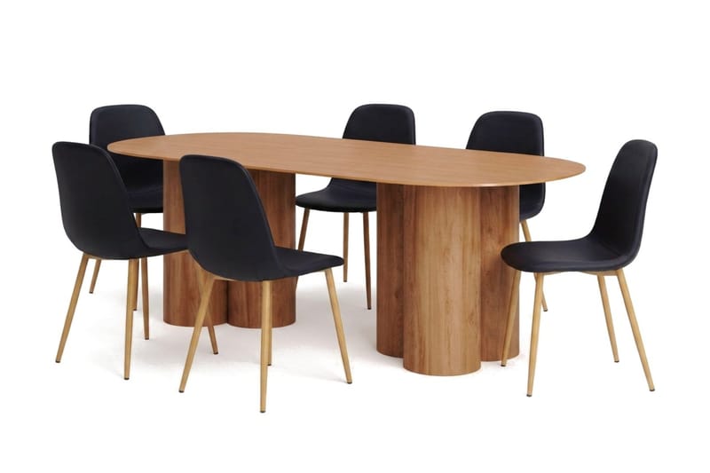 Juno Matgrupp rektangulärt 220 cm Ek med 6 Nibe Matstolar - Ek - Möbler - Bord & matgrupp - Matgrupp