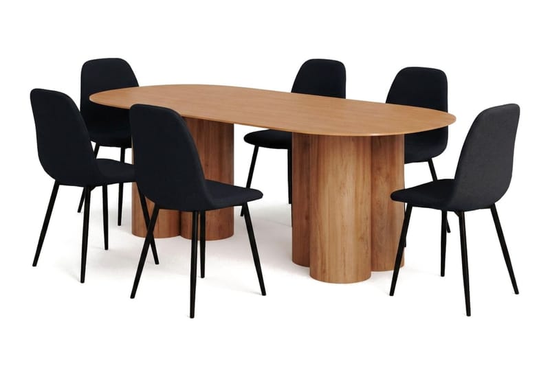 Juno Matgrupp rektangulärt 220 cm Ek med 6 Nibe Matstolar - Ek - Möbler - Bord & matgrupp - Matgrupp