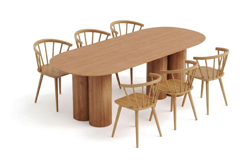 Juno Matgrupp rektangulärt 220 cm Ek med 6 Tyrö Matstolar - Ek - Möbler - Bord & matgrupp - Matgrupp