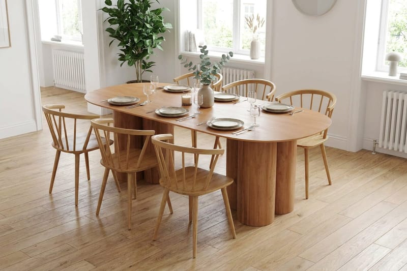 Juno Matgrupp rektangulärt 220 cm Ek med 6 Tyrö Matstolar - Ek - Möbler - Bord & matgrupp - Matgrupp