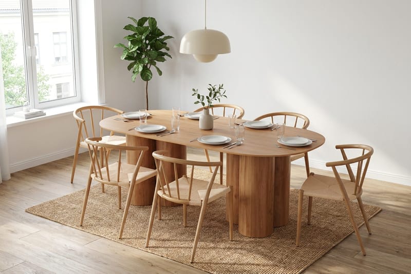 Juno Matgrupp rektangulärt 220 cm Ek med 6 Winston Matstolar, Ek
