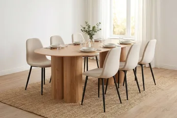 Juno Matgrupp rektangulärt 220 cm Ek med 8 Nibe Matstolar - Ek - Möbler - Bord & matgrupp - Matgrupp