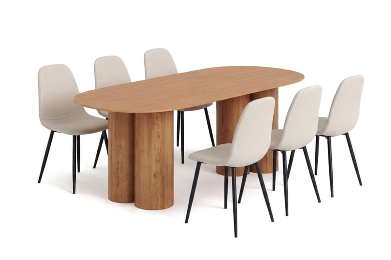 Juno Matgrupp rektangulärt 220 cm Ek med 8 Nibe Matstolar - Ek - Möbler - Bord & matgrupp - Matgrupp