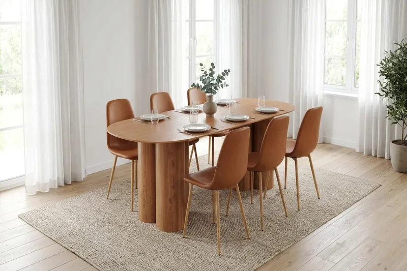Juno Matgrupp rektangulärt 220 cm Ek med 8 Nibe Matstolar - Ek - Möbler - Bord & matgrupp - Matgrupp