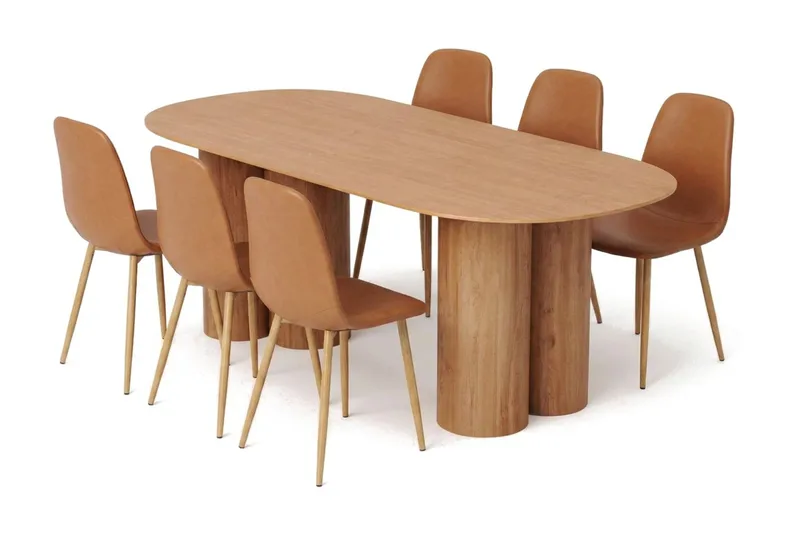 Juno Matgrupp rektangulärt 220 cm Ek med 8 Nibe Matstolar - Ek - Möbler - Bord & matgrupp - Matgrupp