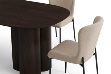 Juno Matgrupp rektangulärt 220 cm Rökt Ek med 6 Elsie Matstolar - Rökt ek/Beige - Möbler - Bord & matgrupp - Matgrupp