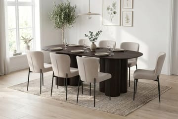 Juno Matgrupp rektangulärt 220 cm Rökt Ek med 6 Elsie Matstolar - Rökt ek/Beige - Möbler - Bord & matgrupp - Matgrupp