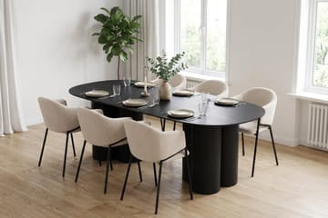 Juno Matgrupp rektangulärt 220 cm Svart med 6 Filip Matstolar - Svart - Möbler - Bord & matgrupp - Matgrupp