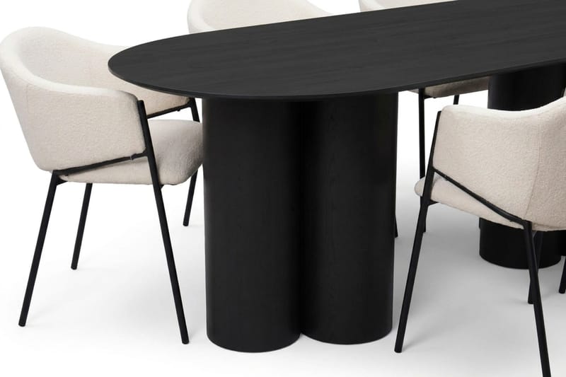 Juno Matgrupp rektangulärt 220 cm Svart med 6 Filip Matstolar - Svart - Möbler - Bord & matgrupp - Matgrupp