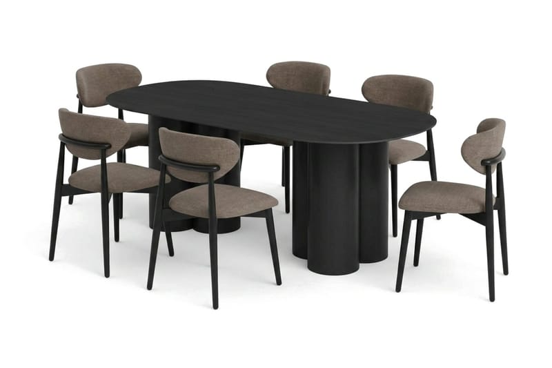 Juno Matgrupp rektangulärt 220 cm Svart med 6 Molly Matstolar - Svart - Möbler - Bord & matgrupp - Matgrupp