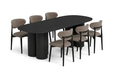 Juno Matgrupp rektangulärt 220 cm Svart med 6 Molly Matstolar - Svart - Möbler - Bord & matgrupp - Matgrupp