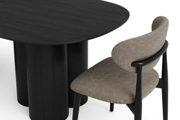 Juno Matgrupp rektangulärt 220 cm Svart med 6 Molly Matstolar - Svartlaserad ek - Möbler - Bord & matgrupp - Matgrupp