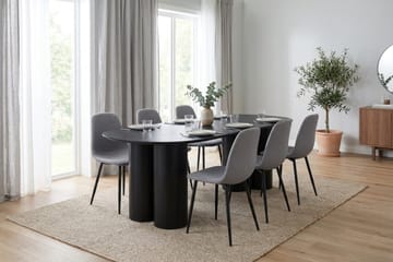 Juno Matgrupp rektangulärt 220 cm Svart med 6 Nibe Matstolar - Svart - Möbler - Bord & matgrupp - Matgrupp
