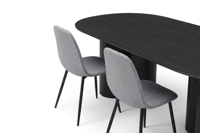 Juno Matgrupp rektangulärt 220 cm Svart med 6 Nibe Matstolar - Svart - Möbler - Bord & matgrupp - Matgrupp