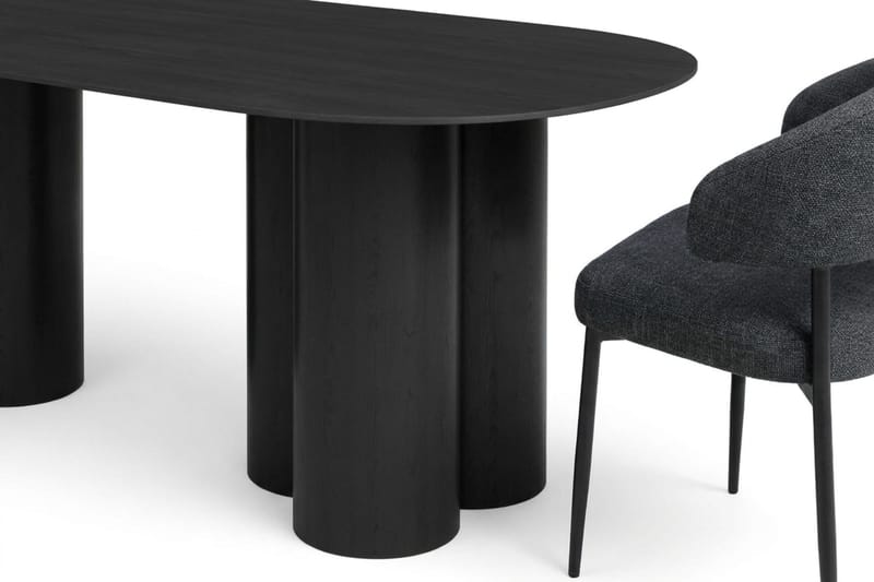 Juno Matgrupp rektangulärt 220 cm Svart med 6 Sawako Matstolar - Svart - Möbler - Bord & matgrupp - Matgrupp